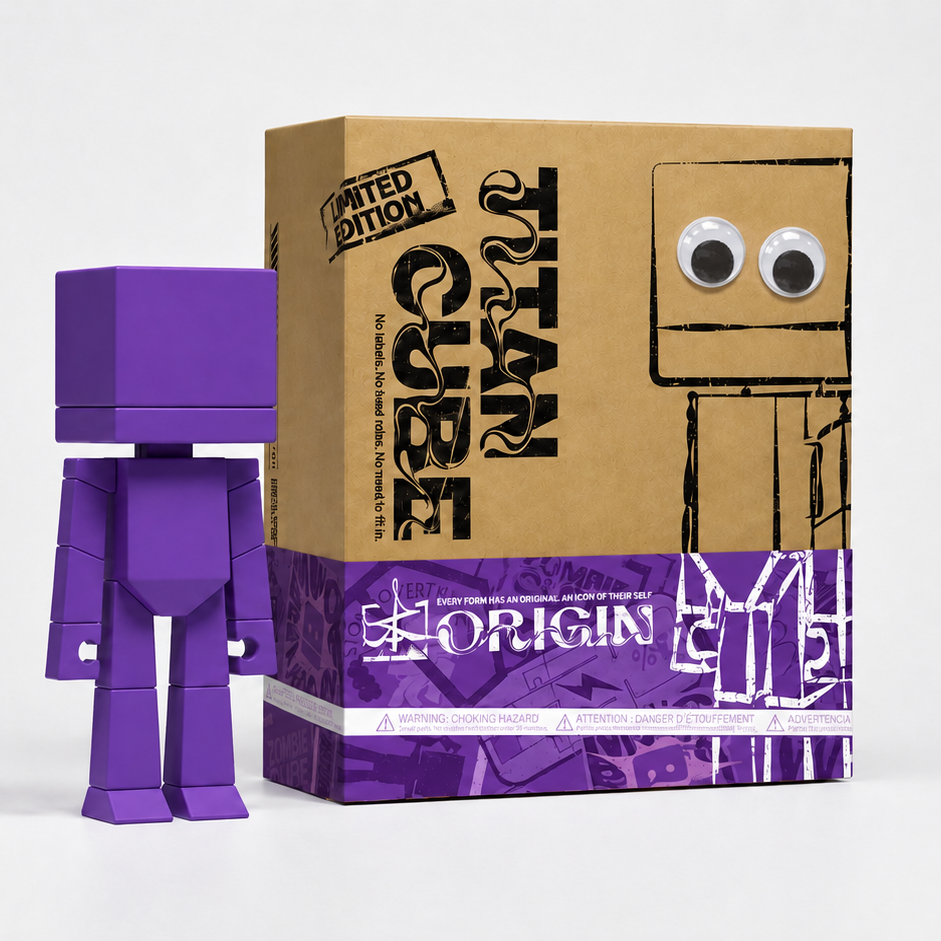 TITAN CUBE ORIGIN 9" Art Vinyl Figure — Designer Toy First Edition, Eco Gift Box & Collector Card