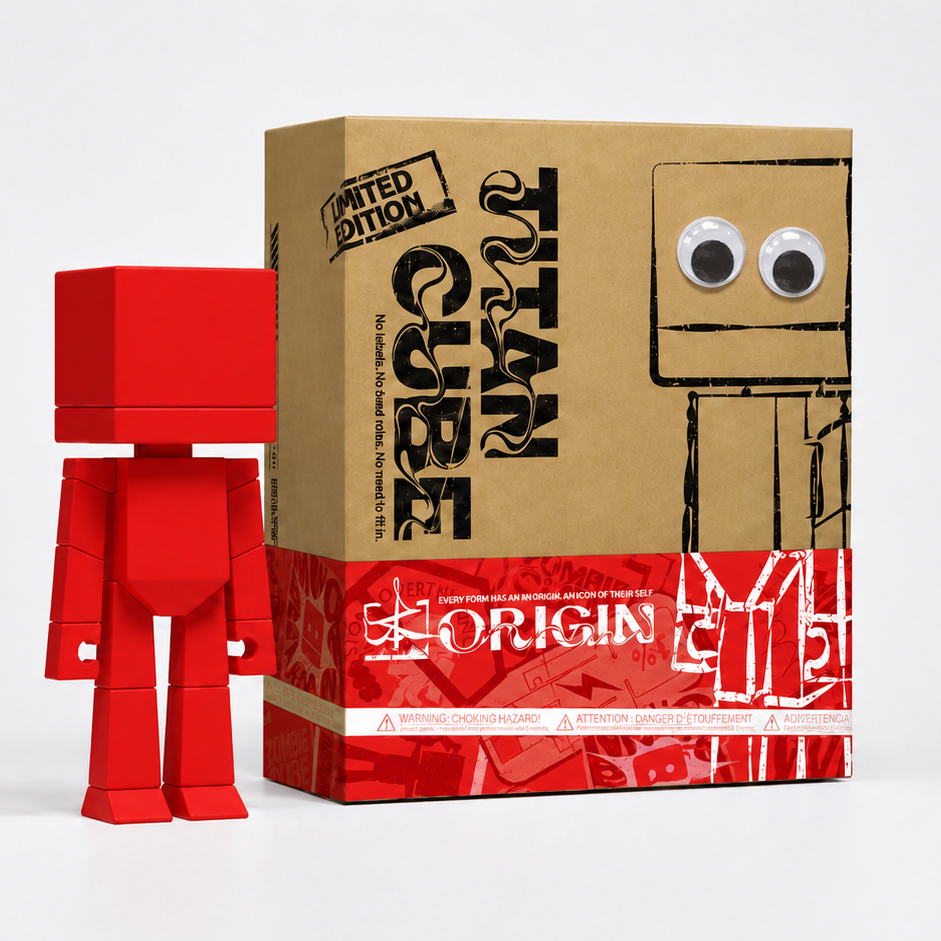 TITAN CUBE ORIGIN 9" Art Vinyl Figure — Designer Toy First Edition, Eco Gift Box & Collector Card