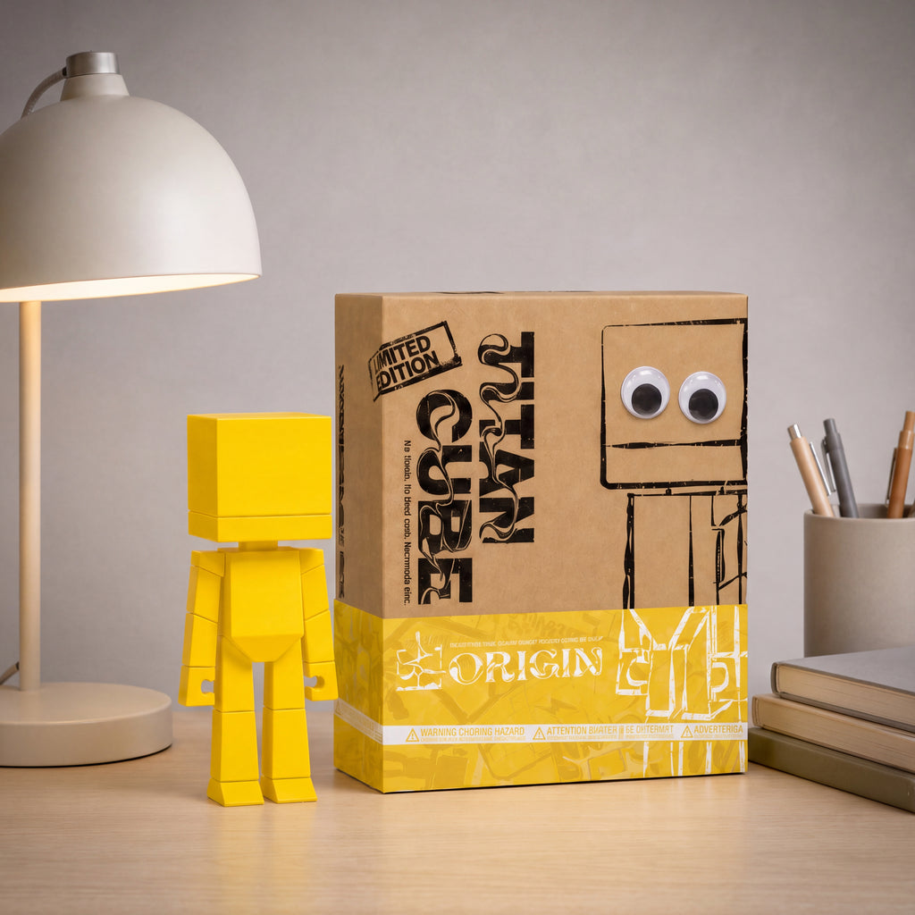 TITAN CUBE ORIGIN 9" Art Vinyl Figure — Designer Toy First Edition, Eco Gift Box & Collector Card