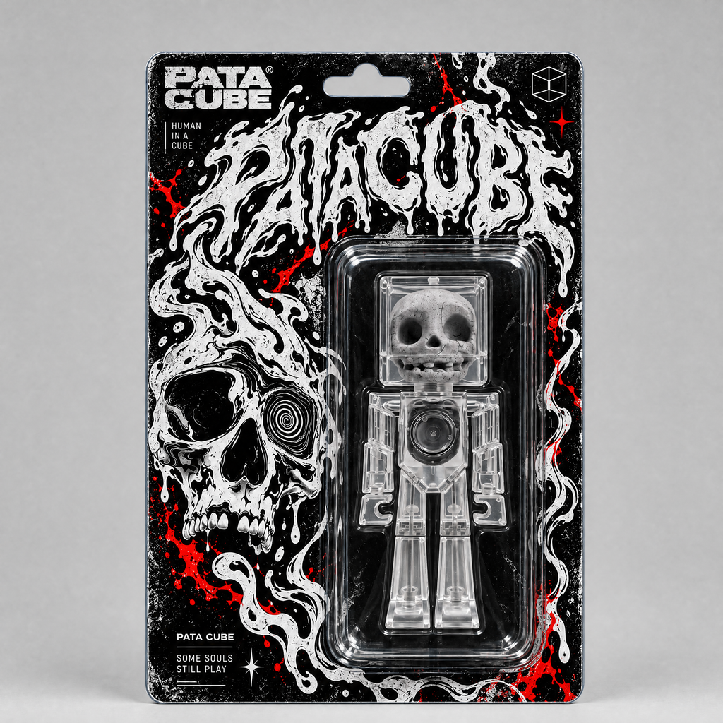 PATA CUBE BAD BRAIN Figure 4" — Interactive Articulated Action Figure, Press-Activated Limp Mode, Transparent Body Collectible