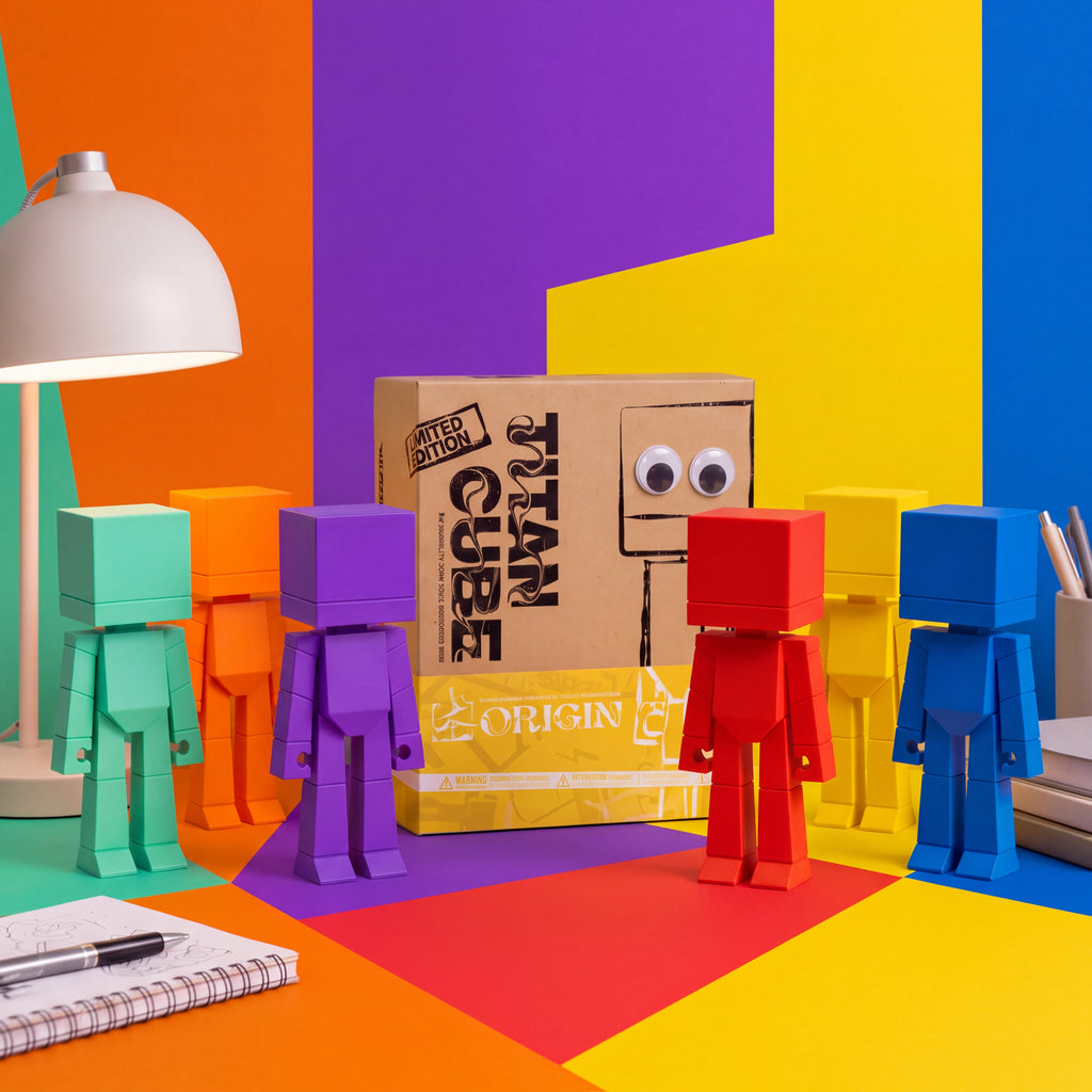 TITAN CUBE ORIGIN 9" Art Vinyl Figure — Designer Toy First Edition, Eco Gift Box & Collector Card