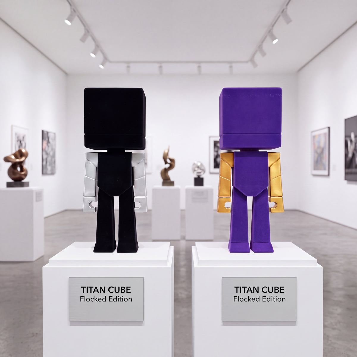 TITAN CUBE Flocked Figure — Velvet Texture Art Toy, 9" Vinyl Designer Collectible, Limited Texture Edition